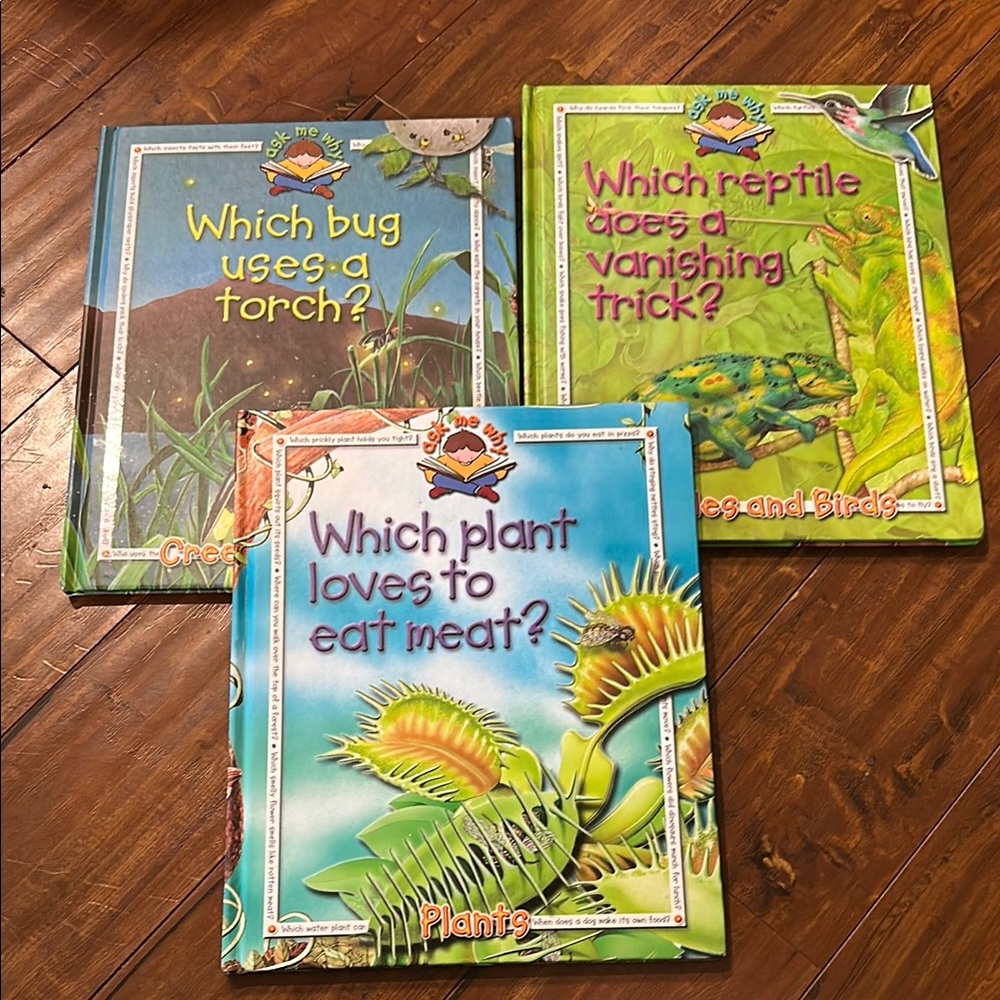 3 Hardcover‎ Science Question books Ask Me Why Plants, Bugs, Reptiles & Birds